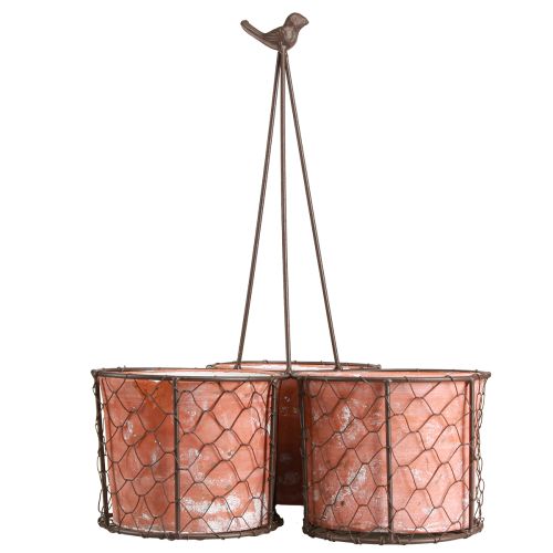 Artikel Blumentopf Keramik Gitterkorb Metall Braun Ø30cm H11,5cm