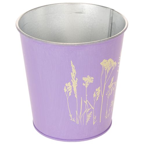 Set aus 3 runden Blumentöpfen aus Metall in Pastellfarben mit Blütenmotiv 12 cm | Floristik24.at