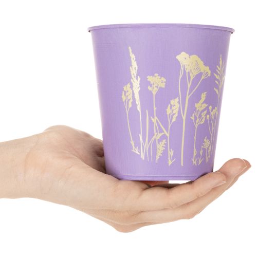 Set aus 3 Metall-Übertöpfen mit Blumenmotiv, Pastellfarben, Ø10 cm, für Innenbereiche und Tischdekoration | Floristik24.at