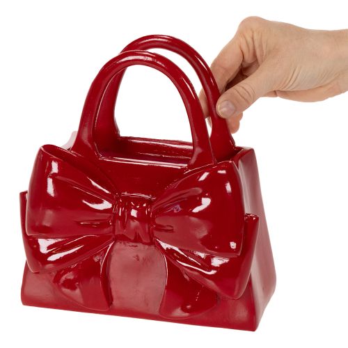 Deko Vase Handtaschenform Rot Polyresin 22cm | Floristik24.at