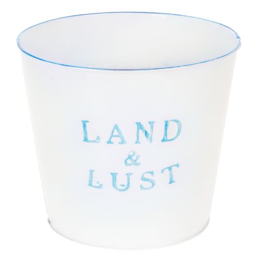 Artikel Blumentopf Weiß, Blau Übertopf Metall Frühling Ø17cm H15,5cm