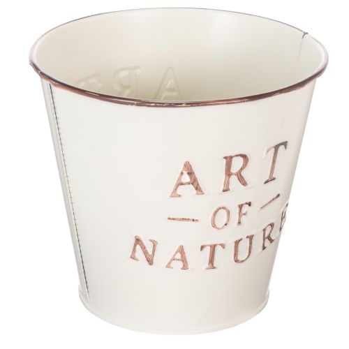Artikel Blumentopf aus Zink Creme Ø15cm H13,5cm mit Prägung Art of Nature für Innen- und Außendekoration