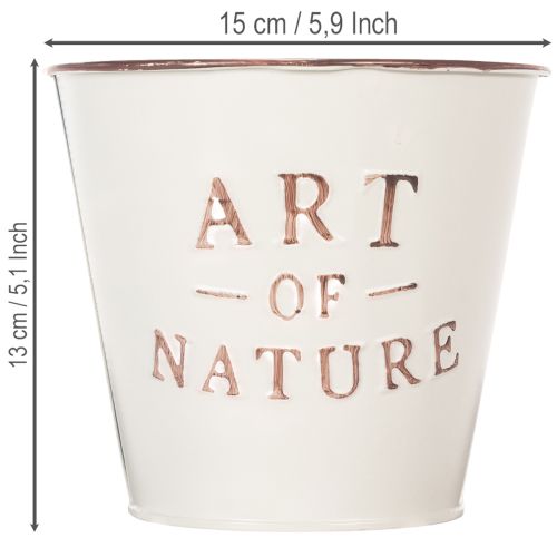 Artikel Blumentopf aus Zink Creme Ø15cm H13,5cm mit Prägung Art of Nature für Innen- und Außendekoration