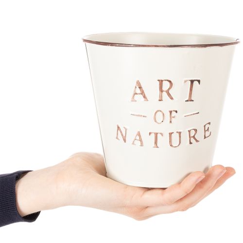 Artikel Blumentopf aus Zink Creme Ø15cm H13,5cm mit Prägung Art of Nature für Innen- und Außendekoration