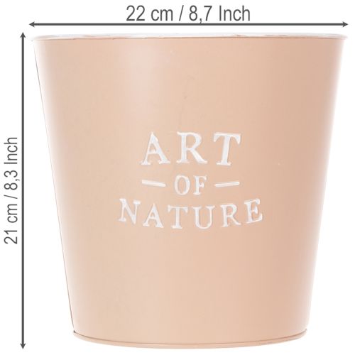 Artikel Blumentopf Zink Übertopf Metall Altrosa Ø22cm H21cm