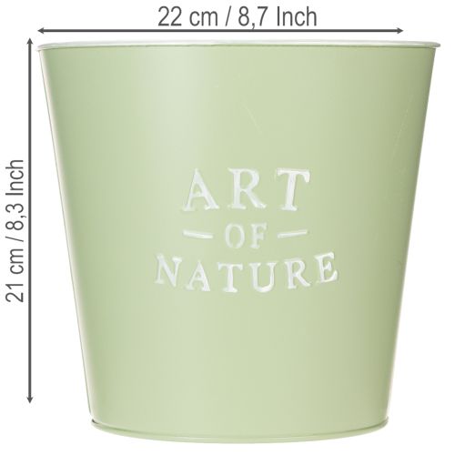 Artikel Blumentopf Zink Übertopf Metall Mintgrün Ø22cm H21cm