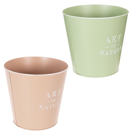 Runder Zink-Übertopf 22 cm Grün und Rosa 2er-Set | Floristik24.at