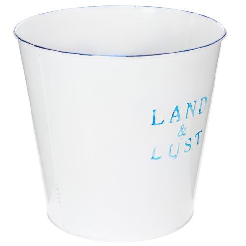 Metall-Blumentopf Übertopf Ø22×H21cm Weiß Blau Landhausstil | Floristik24.at