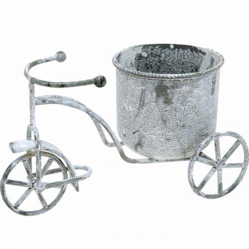 Floristik24 Blumentopf Fahrrad Metall Vintage Weiß gewaschen 24×13×14cm