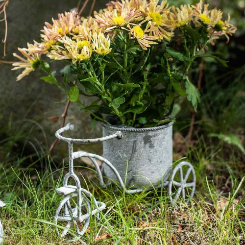 Floristik24 Blumentopf Fahrrad Metall Vintage Weiß gewaschen 24×13×14cm