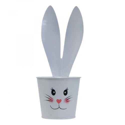 Floristik24 Blumentopf Hase Übertopf Metall Weiß Osterdeko Ø8cm H20,5cm 4St