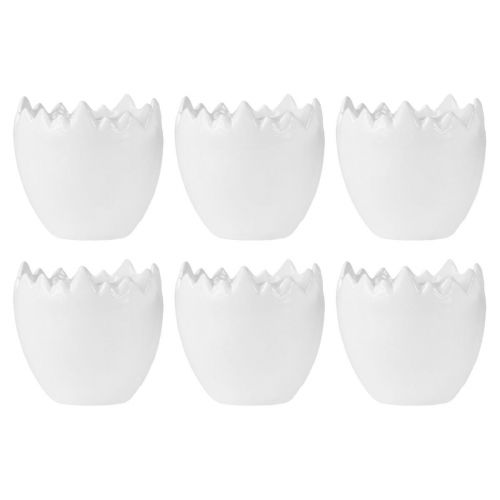 Floristik24 Blumentopf Keramik Ei Weiß Übertopf Ø8cm H8,5cm 6 St