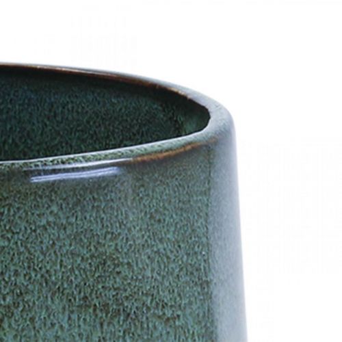 Floristik24 Blumentopf Keramik Übertopf Grün Sechseckig Ø18cm H15cm