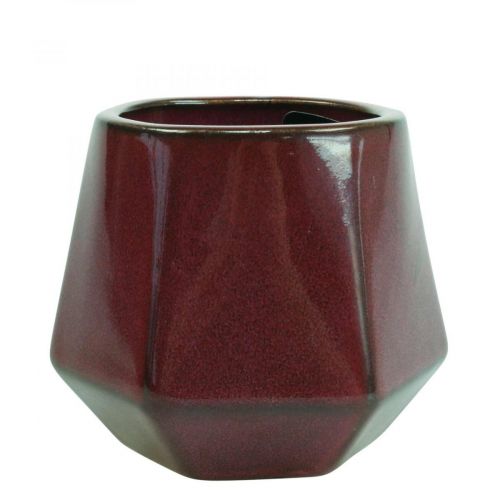 Blumentopf Keramik Übertopf Rot Sechseckig Ø10cm H9cm