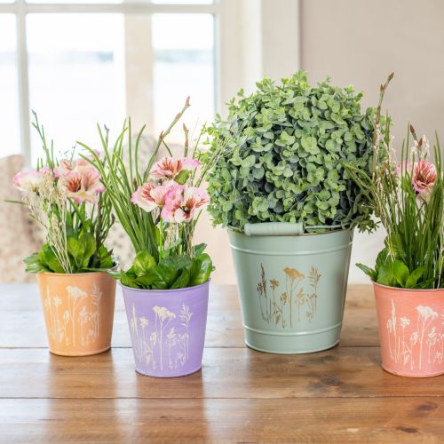 Floristik24 Blumentopf Metall Pfirsich Übertopf Ø10,5cm H10,5cm