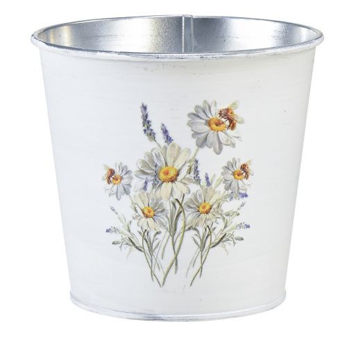 Floristik24 Blumentopf Metall Übertopf Weiß Blumen 12,5cm H11,5cm