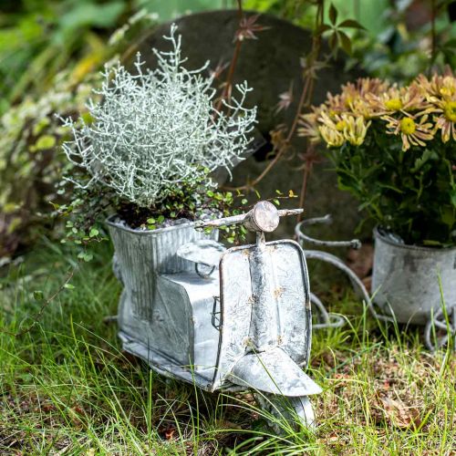 Floristik24 Blumentopf Motorroller Metall Vintage Weiß gewaschen 35×12×23cm