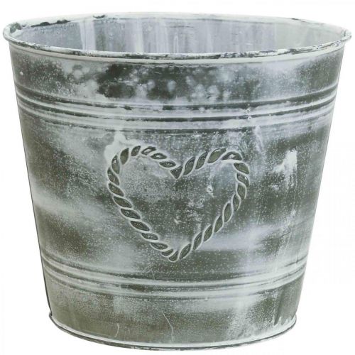 Floristik24 Blumentopf Shabby Chic Übertopf Metall Herz Ø22cm H17,5cm