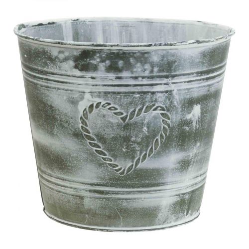 Floristik24 Blumentopf Shabby Chic Übertopf Metall Herz Ø17,5cm H15,5cm