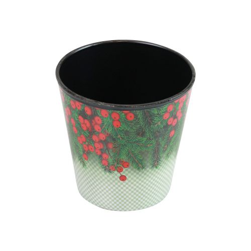 Floristik24 Blumentopf Weihnachten Übertopf Eimer Ilex Ø11cm H10,5cm