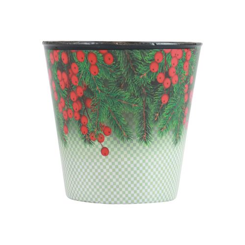 Floristik24 Blumentopf Weihnachten Übertopf Eimer Ilex Ø11cm H10,5cm