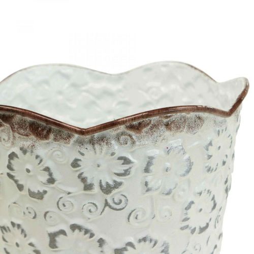 Floristik24 Blumentopf Weiß Metall Übertopf Pflanztopf Ø16cm H12,5cm
