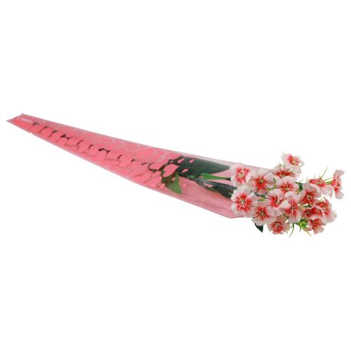 Floristik24 Blumentüte mit Herzen Rosa Für eine Rose 50cm 50 St