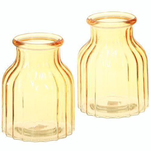 Artikel Blumenvase Glas Orange Retro Design Ø11cm H14,5cm 2St