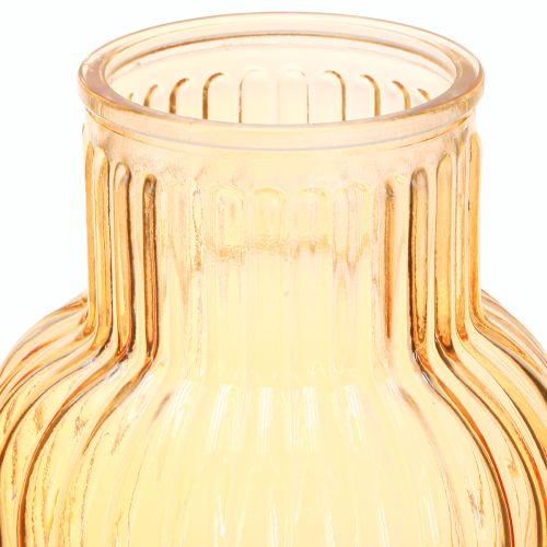 Artikel Blumenvase Glas in Orange Retro Rillen Ø13,5cm H20cm