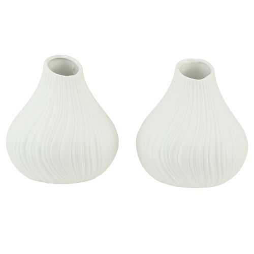 Floristik24 Blumenvase Keramik Zwiebelform Weiß Ø13cm H13,5cm 2St