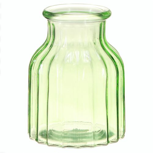 Blumenvasen Grün Glas Deko Retro Ø11cm H14,5cm 2St