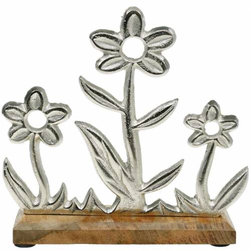Floristik24 Frühlingsdeko Blumenwiese Sockel Mangoholz Aufsteller Tischdeko