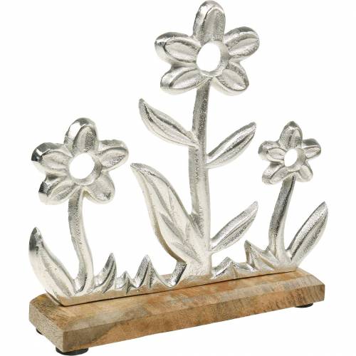 Floristik24 Frühlingsdeko Blumenwiese Sockel Mangoholz Aufsteller Tischdeko