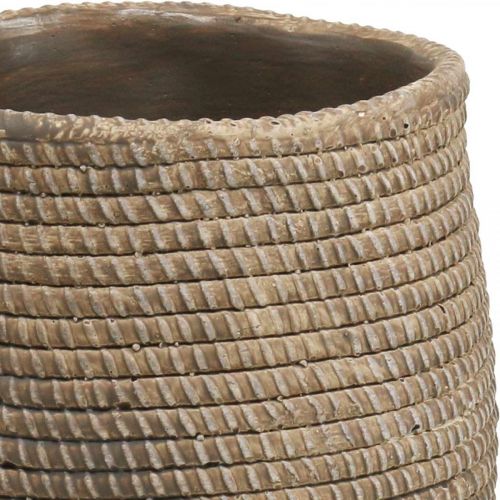 Floristik24 Boho Blumentopf Flechtmuster Übertopf Keramik Ø12cm H14cm 2St