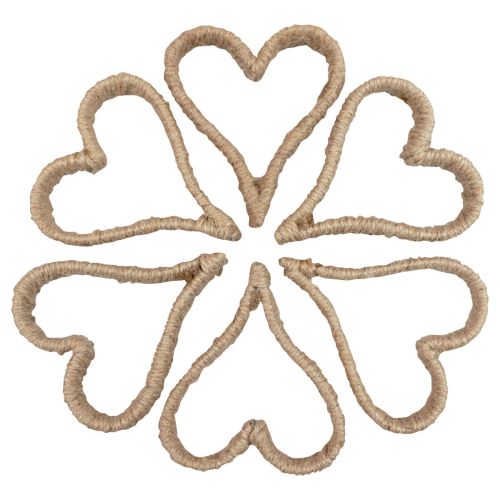 Floristik24 Boho Style Herz Metallring Dekoring Juteband 11cm 6St