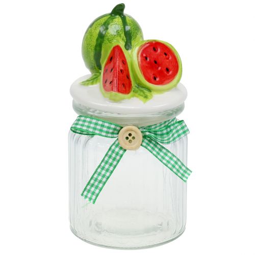 Floristik24 Bonbonniere aus Glas mit Obstdeckel Melone H15,5cm