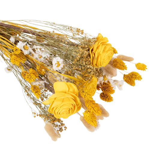 Trockenblumenstrauß mit Rosen aus Sola Holz Eleganter Blumenstrauß für natürliche Dekoration im Zuhause 50cm | Floristik24.at