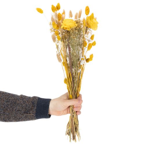 Trockenblumenstrauß mit Rosen aus Sola Holz Eleganter Blumenstrauß für natürliche Dekoration im Zuhause 50cm | Floristik24.at