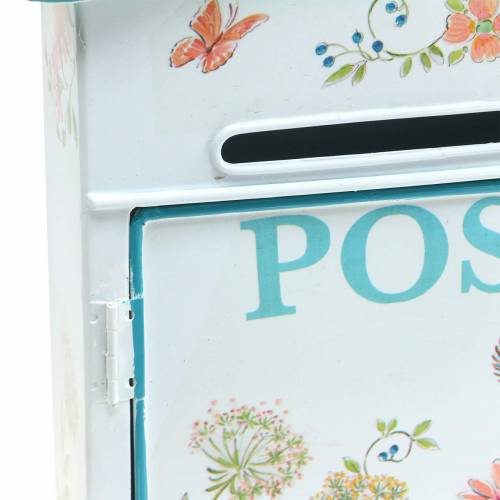 Deko Briefkasten mit Blumen Metall Weiß 27x10cm H31cm