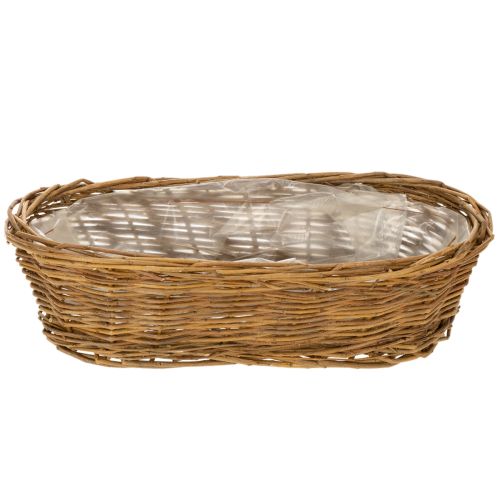 Brotkorb oval 30 cm aus ungeschälter Weide mit Plastikeinsatz, natur | Floristik24.at