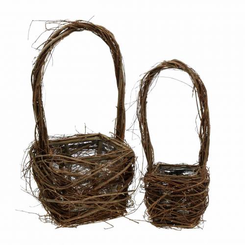 Floristik24 Deko Weidenkorb mit Henkel Osternest Braun H36,5cm H45cm 2er-Set