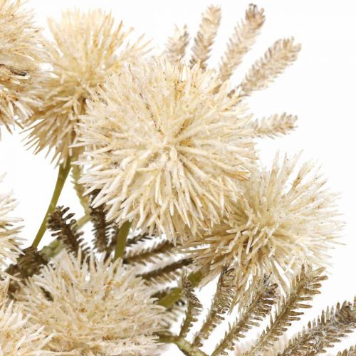 Floristik24 Kunstpflanzen Distel Creme Drylook Kugeldistel 33cm 3St
