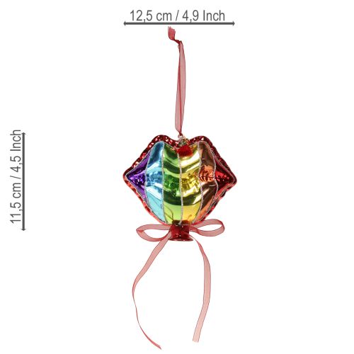 Artikel Bunte Christbaumkugeln Glas Ballons Herz Kussmund 12cm 2St