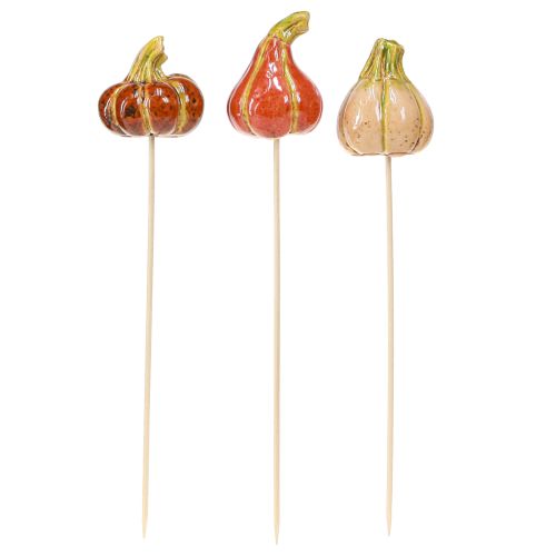 Artikel Bunte Mini Kürbisse am Stab Keramik Deko 5-6,5cm 3 St