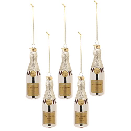 Artikel Champagnerflasche zum Hängen Silvesterdeko Silber 13cm 5 St