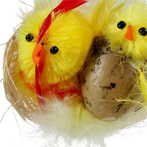Floristik24 Chenille-Küken im Nest Gelb 5cm 4St