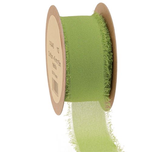 Artikel Chiffonband Grün Stoffband mit Fransen Helloliv 40mm 15m