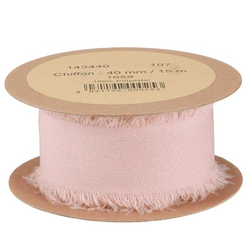 Artikel Chiffonband Rosa Stoffband Band mit Fransen 40mm 15m