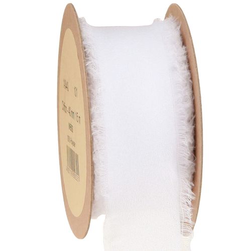 Artikel Chiffonband Weiß Stoffband Band mit Fransen 40mm 15m