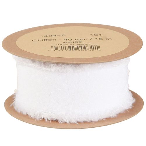Artikel Chiffonband Weiß Stoffband Band mit Fransen 40mm 15m